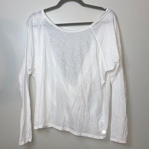 Fabletics white long sleeve cross back shirt